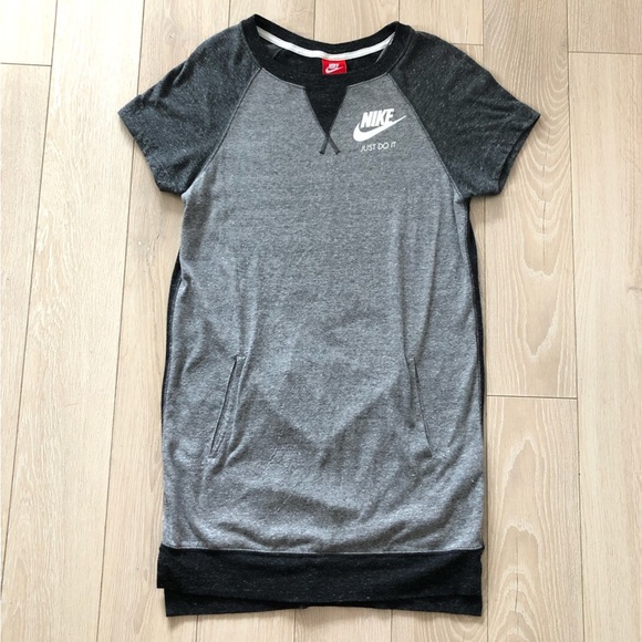 Nike Organic Cotton Blend Relaxed Fit T Shirt Dress in Gray Size XS - Picture 1 of 11